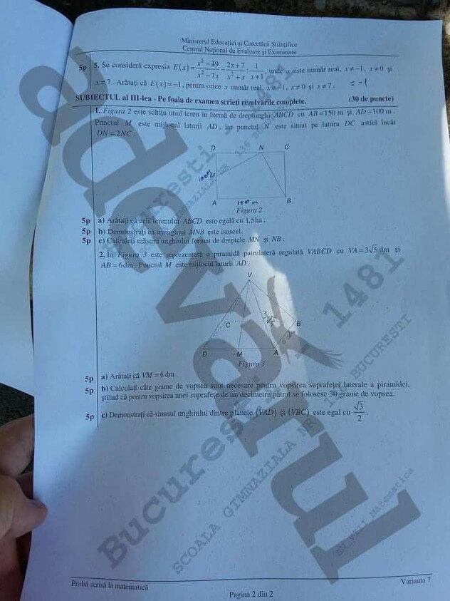 subiecte evaluarea nationala 2015